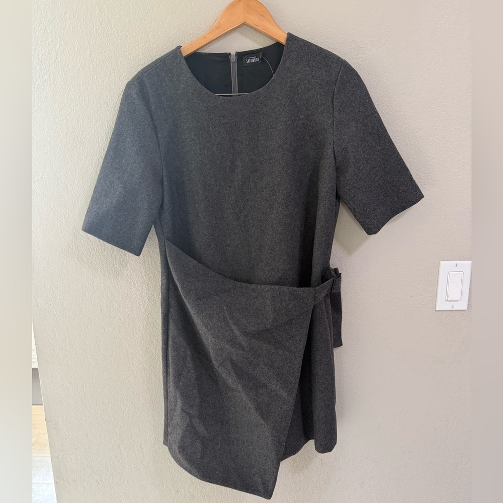 NWT Kate Spade Saturday Wool Buckle Over Dress – Grey, Size 10